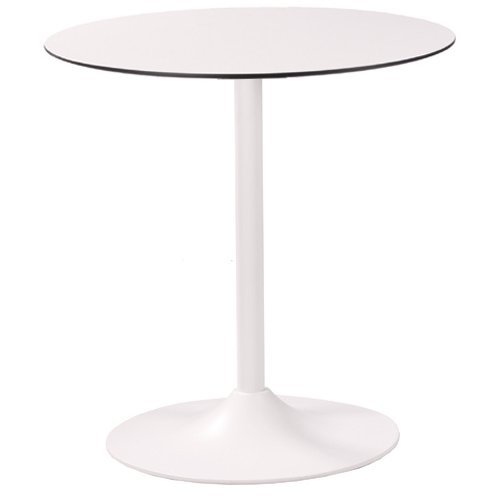 Tisch MATRIX mit einer HPL-Kompakt-Tischplatte 10 mm, Ø 69 cm weiß mit schwarzem Rand (TPHPL10-D69-we)