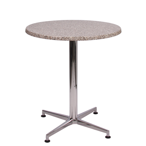 Tisch VISION Gestell Aluminium glänzend mit einer TOPALIT Tischplatte Granit Ø 70 cm (TOP82004-D70)