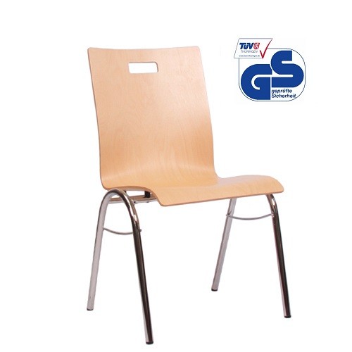 Holzschalenstuhl / Stapelstuhl COMBISIT B40G mit Griffloch, ohne Sitzpolster