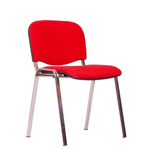 Stapelstuhl ISO verchromt, Bezug rot