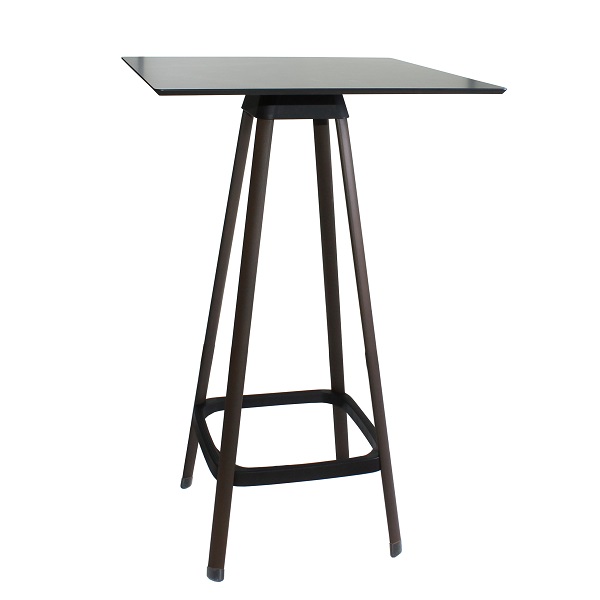 Gestell Corten | Tischplatte HPL schwarz 69 x 69 cm