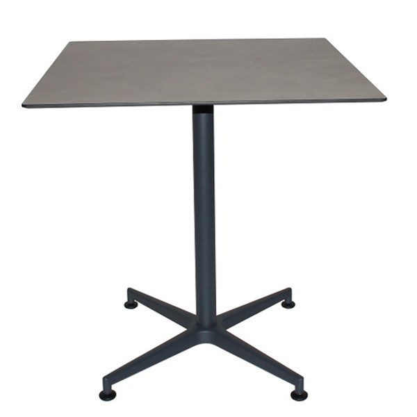 Bistrotisch VISION Gestell schwarz mit einer HPL-Kompakt-Tischplatte - Betonoptik grau (Cement), 69 x 69 cm