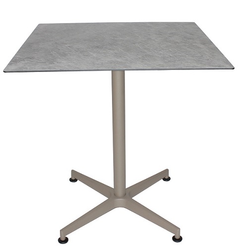 Tisch VISION Gestell Cappuccino mit einer HPL-Kompakt-Tischplatte - Industrial-Design Marmor hell, 69 x 69 cm