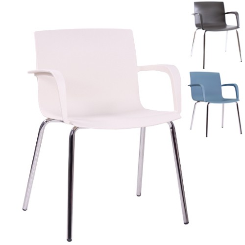 Armlehnstuhl Stapelstuhl für Wartebereiche ALINA in weiß