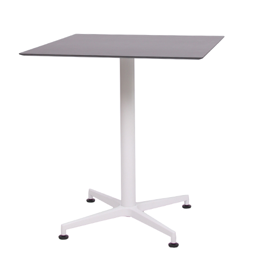 Tisch VISION Gestell weiß mit einer HPL-Kompakt-Tischplatte schwarz, 69 x 69 cm (TPHPL10-6969-sw)